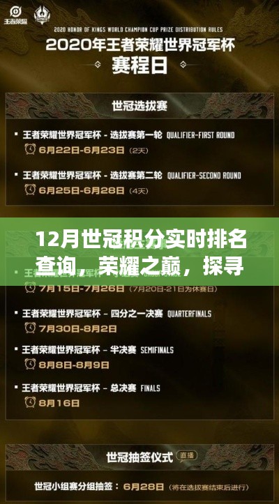 探寻荣耀之巅,世冠积分实时排名背后的故事与影响,实时排名查询指南